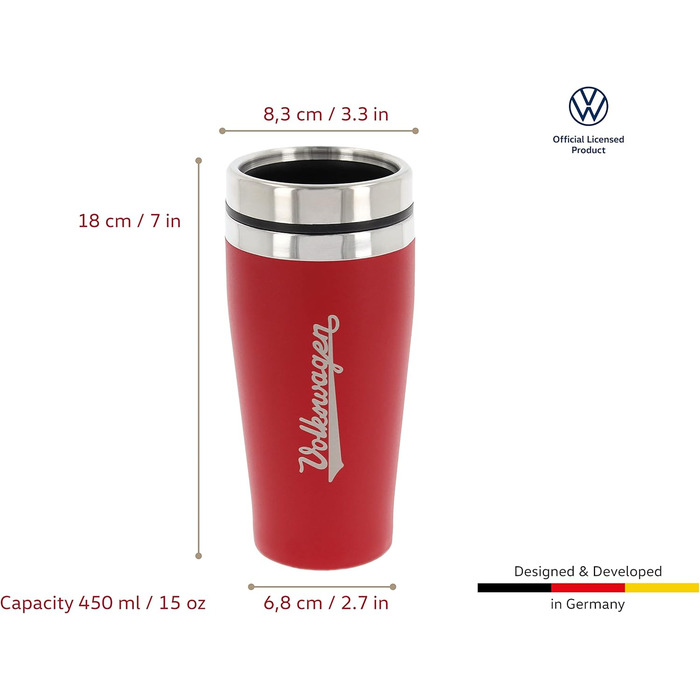 Термокружка BRISA VW Collection Volkswagen GTI, 450 мл, чорна/червона