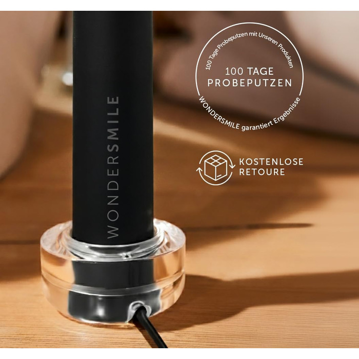 Електрична зубна щітка Wondersmile PRO - Перевірена TÜV, 4 режими, 60 днів роботи від акумулятора, чорний комплект для догляду за порожниною рота