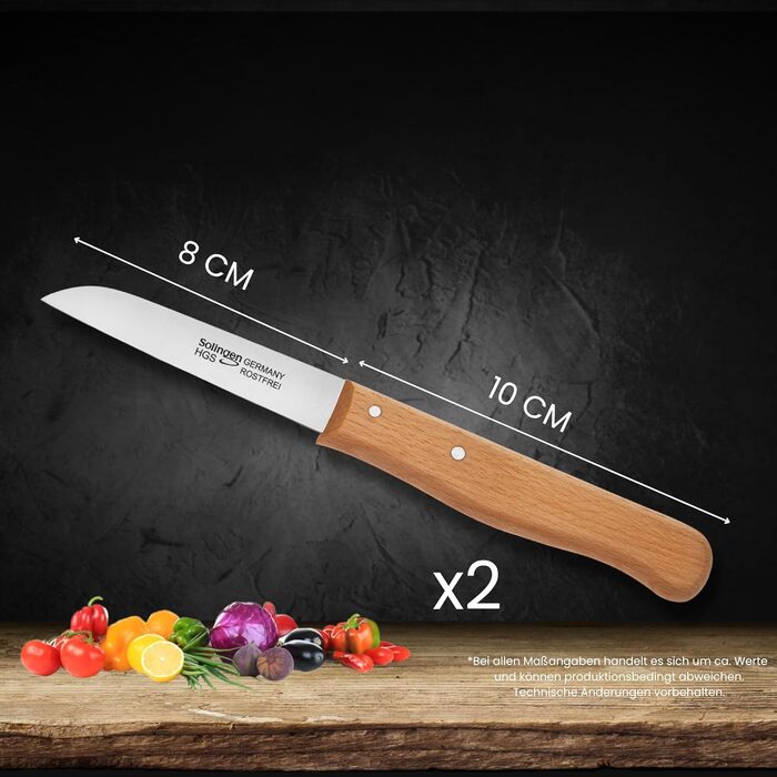 Набір кухонних ножів Gehrig Solingen Home MyII (6 предметів) | З нержавіючої сталі, Made in Germany | Блок для ножів, 8 см (LOOK BUCHE)