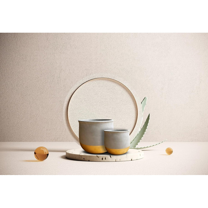 Набір керамічних горщиків Olly & Rose Gold Dip: 17 см + 12 см, для дому та саду, золотий декор