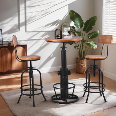Столик барний вінтажний в індустріальному стилі для бару або бістро, дизайн як пожежний гідрант, на 2-3 особи, регульована висота 98-112,8 см (Чорний)