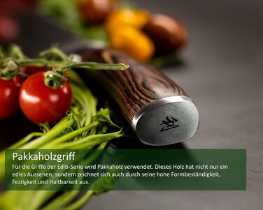 Ніж кухарський Wakoli Nussbaum Premium з лезом 20,5 см з дамаської сталі 67 шарів та ручкою з горіхового дерева | Ніж кухарський, професійний ніж для кухні