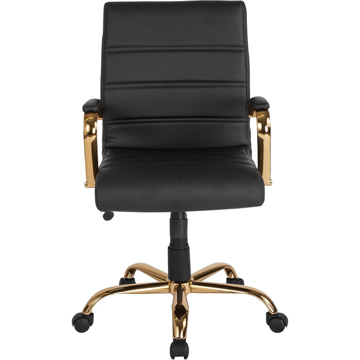 Офісний крісло Flash Furniture - крісло для шефа, біле шкіряне, з червоно-золотим каркасом, 61x58,5x103,5 см