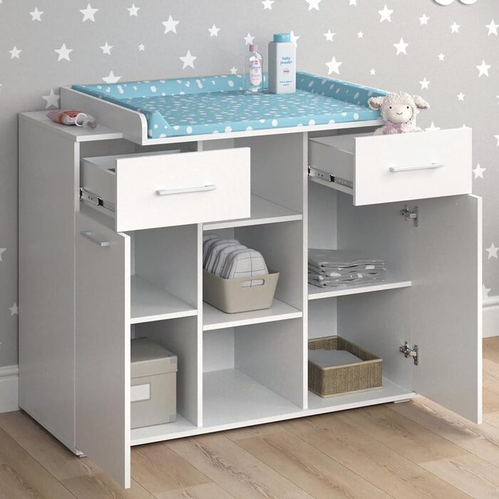 Комод-гойдалка Vicco Leonie з люлькою, білий, 113 x 100 см