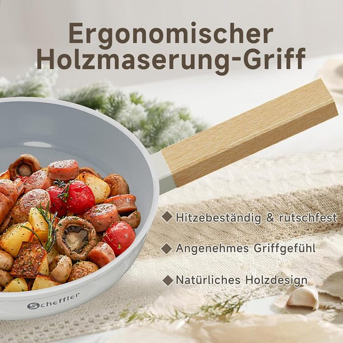 Набір сковорідок Scheffler 20/24/28 см: антипригарне покриття, для всіх плит, включаючи індукційну
