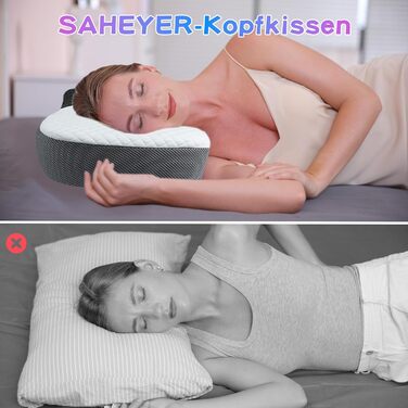 Подушка для шиї SAHEYER - ергономічна подушка з піни з ефектом пам'яті для комфортного сну (60*30*8/12см)
