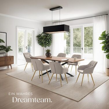 Тектейк® Комплект з 6 крісел з оксамиту для вітальні, їдальні, туалетного столика - бежево-золотий колір