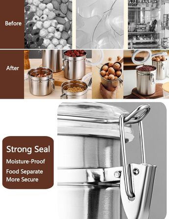 Набір контейнерів для зберігання продуктів (2 шт, 1.8L, нержавіюча сталь)