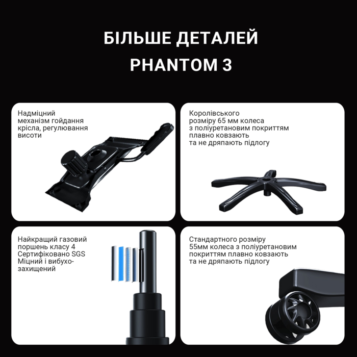 Крісло ігрове Anda Seat Phantom 3 Dark Grey Fabric Size L