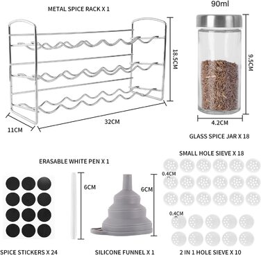 Підставка для спецій Miorkly Spice Rega з 18 банками 32х18,5 см срібляста