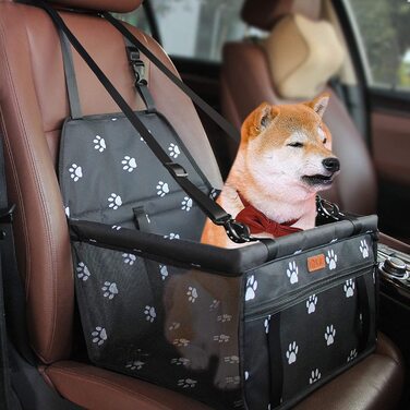 Автомобільне сидіння для собак BYGD, нове високоякісне дихаюче складне сидіння для собак, Дорожня сумка для передніх і задніх сидінь автомобіля, міцна (40 30 25 см) Принт у вигляді чорної лапи