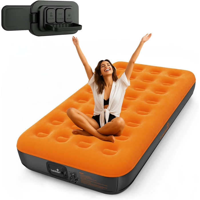 Надувний матрац Luxchoice самонадувний, 250 кг, 2 особи, для кемпінгу, подорожей, відпочинку в приміщенні, 203x152x22 см
