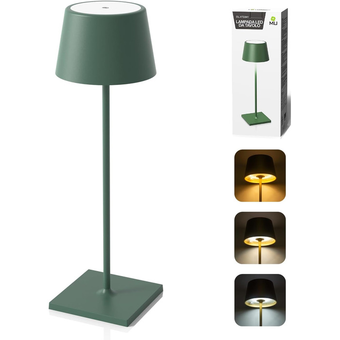 LED-лампа MU LIN Lampada-841: екологічна торшера з алюмінію, торшера на USB, з регулюванням яскравості, для офісу, спальні та вулиці (зелена)