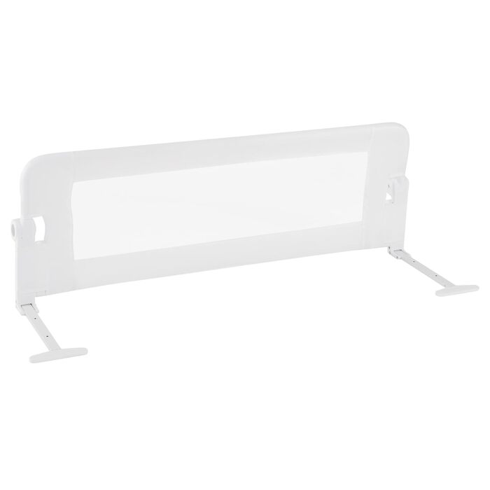 Бортик для ліжка COSTWAY складаний, захисний бар'єр для ліжка з регульованими ременями, швидке складання в один клік, захист від випадання для батьківських та дитячих ліжок (Сірий, 120x42 см)