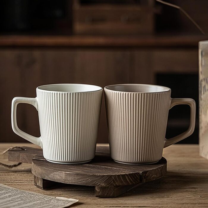 Набір кавових чашок 4 шт. - 500 мл - Матова кераміка - Набір чашок для кави та чаю - Мікрохвильова безпека, зручна ручка