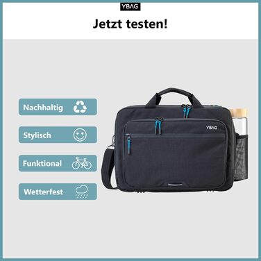 Екологічна кофра для ноутбука-Офісна сумка-багажник з 4 відділеннями Внутрішні кишені Сітка для пляшок Дощовик Відбивачі