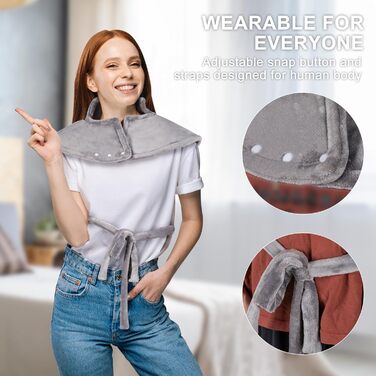 Грілка для спини, шиї та плечей NALONE, 63x100 см, 6 температурних режимів, таймер, фланель, пральна