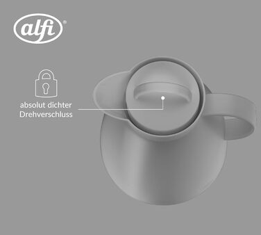 Термос Alfi DAN 1.0 л, пудрово-рожевий, з термоізоляційним корпусом з пластику та скляною вставкою, з кришкою-поворотом, дизайнерський, ідеальний для кави та чаю, BPA-free (без фільтра для чаю), Graphite Grey