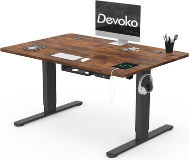 Стіл Devoko з регулюванням висоти 120x80 см, порт для зарядки USB-A, електричний, кабель-менеджмент, пам'ять