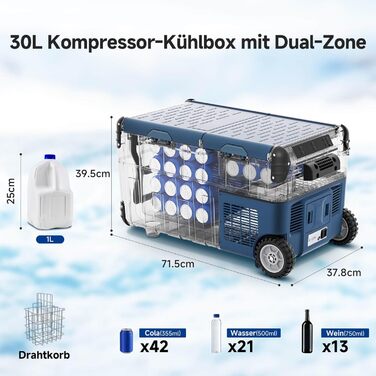 AAOBOSI Компресорна холодильна сумка Dual Zone, 30L, оливковий, 12V/230V для авто, кемпінгу та риболовлі