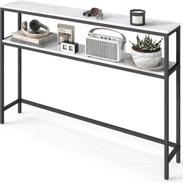 Консоль VASAGLE - вузький столик для вітальні/коридору з 2 полицями, 20 x 100 x 80 см, сірий/чорний, LNT131B22
