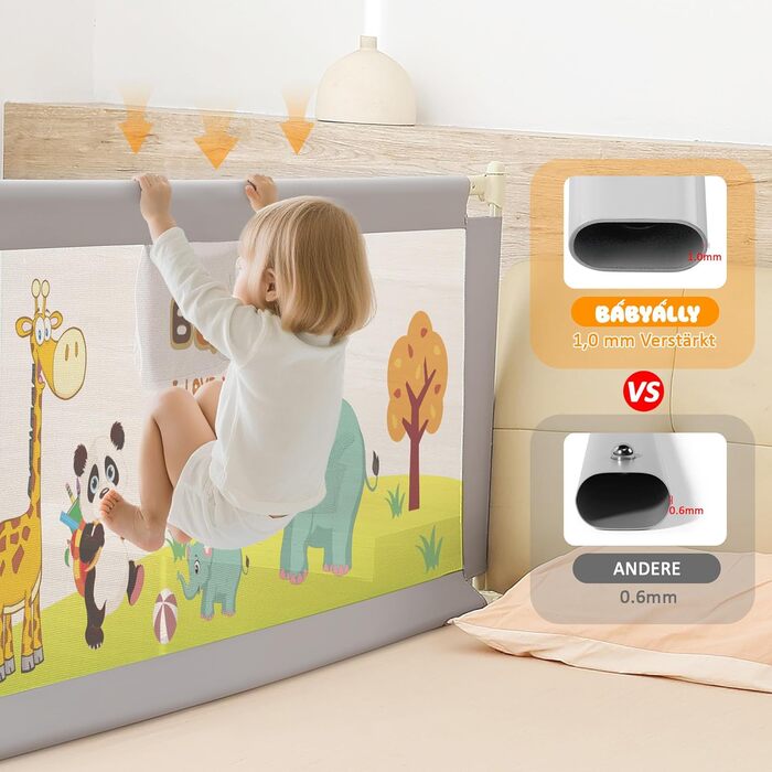 Бортики для ліжка дитячі 3 шт. (2x200 см + 1x180 см) складні, захист від випадання, малюнок 'Джунглі', для малюків та дітей