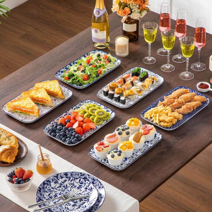 Набір тарілок Vancasso Selene для закусок, суші, десертів 22x13 см (4 шт) - Порцелянові прямокутні тарілки для подачі