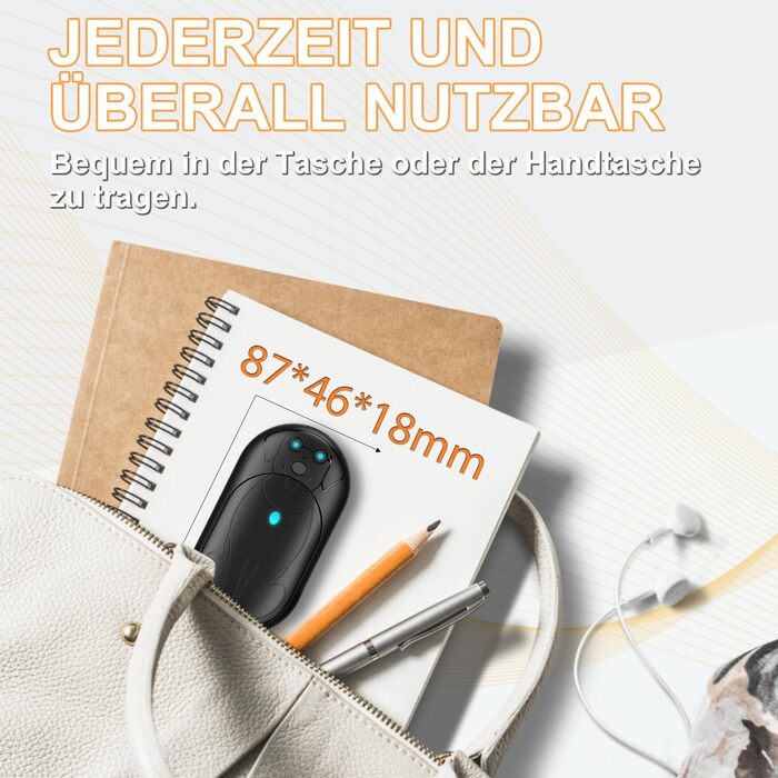 Електричний грієчка для рук Lepwings, 2 шт., 6000 mAh, USB-зарядка, 3 режими, 20 годин роботи, для активного відпочинку взимку, чорний
