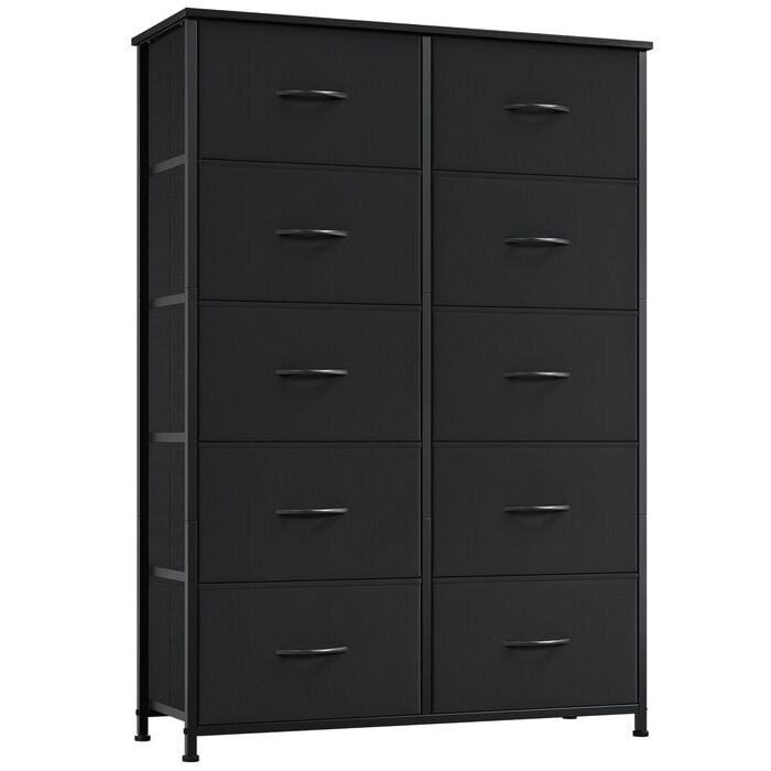 Комод з тканини Somdot з 8/10 висувними ящиками, білий/чорний (30x80x114.5 см)