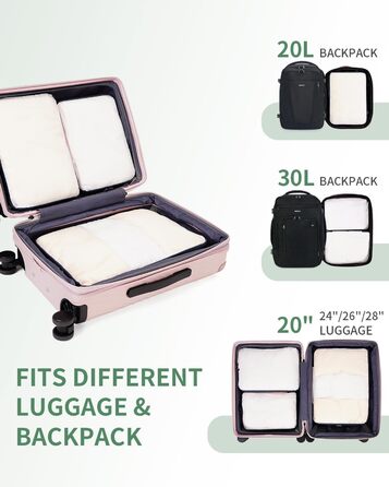 Набір компресійних органайзерів для валізи та рюкзака ECOHUB, 6 предметів, ультралегкі пакувальні куби з сітки для ручної поклажі, екологічні (Зелений)