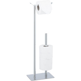 Тримач для туалетного паперу Relaxdays стоячий, зберігання рулону туалетного паперу для ванної кімнати, HWD 62 x 20 x 13.5 см, нержавіюча сталь, срібло
