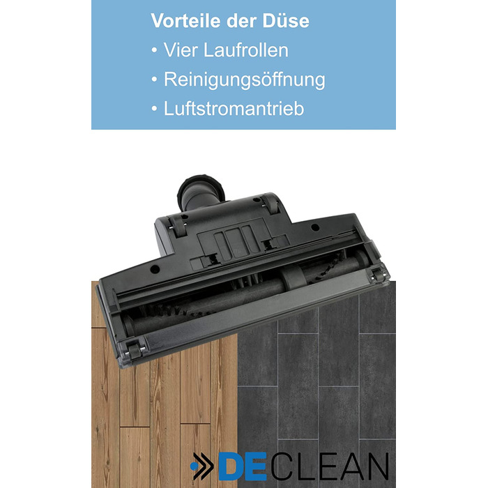 Універсальна підлогова насадка DeClean Турбонаддув з обертовою щіткою 30-37 мм для підключення труб сумісний з пилососом Rowenta