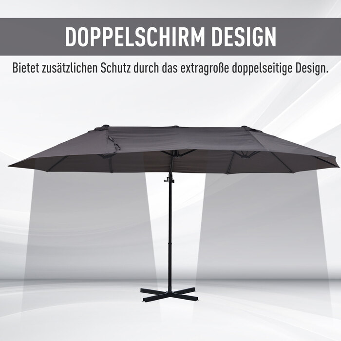 Консольна парасолька Outsunny Double Parasol з регульованою садовою парасолькою Sunshade Metal Dark Grey 440 x 270 x 250 см | Аосом