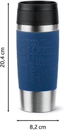 Термокружка Emsa N20210 Travel Mug Classic, 0.36 л, нержавіюча сталь, 4 години гаряче, 8 годин холодне, герметична, для миття в посудомийній машині, 360° клапан, темно-синій