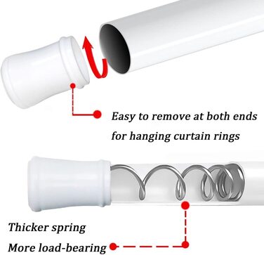 Карниз для штор без свердління Регульована телескопічна штанга Карниз для штор Пружний затискний стрижень для висування поворотом Регульований, для ваших штор, перегородки та балкона 2 шт. и 50-80 см білий білий 50-80 см (2 шт. и)