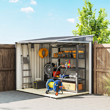 Гаражний бокс Outsunny з металу, 2,81 м², 154x206,5x181 см. Сховище для інструментів з похилим дахом та фундаментом.