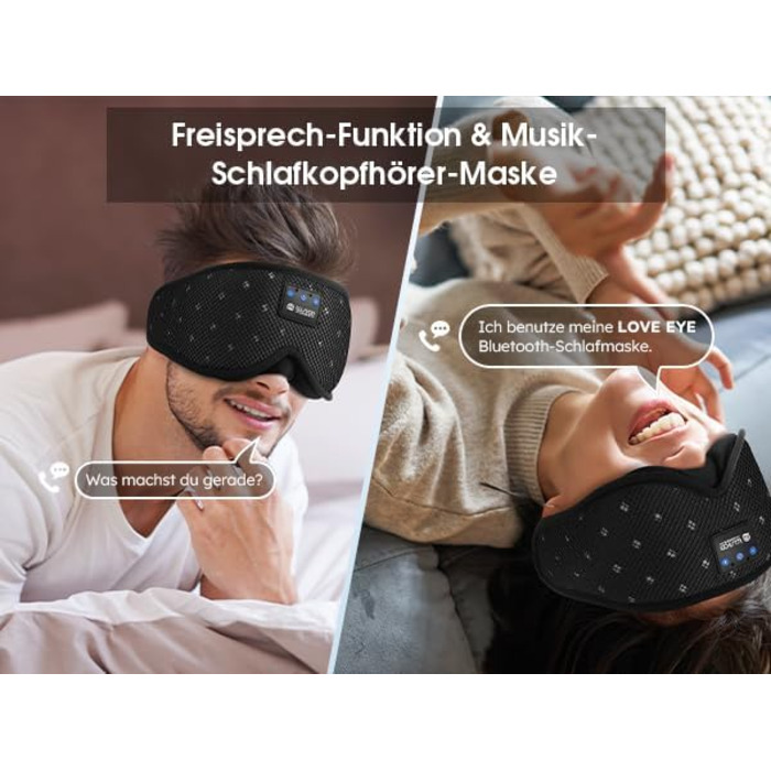 Маска для сну LOVE EYE 3D, для тих, хто спить на боці, чоловіча та жіноча, дихаюча, світлонепроникна (Чорна)