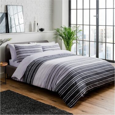 Постільна білизна Sleepdown Textured Stripe, Бавовна, Сірий, King Size