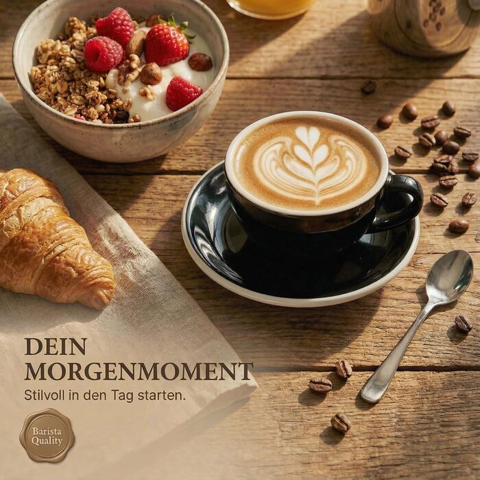 Набір з 6 чашок капучино, білий, італійський стиль, товстостінні, важкі, придатні для миття в посудомийній машині. Подарунковий набір (200 мл)