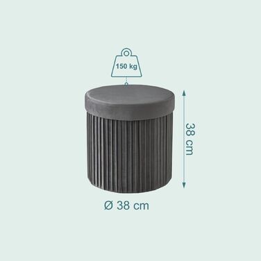 Relaxdays Пуф із оксамиту з об'ємом 30 літрів для зберігання