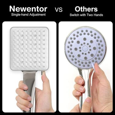 Насадка для душу Newentor з 6 режимами, велика, економна, високого тиску, золота (без шланга)