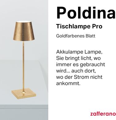 Zafferano Poldina Pro: Бездротова LED-лампа з регулюванням, 38 см, золото, диммер