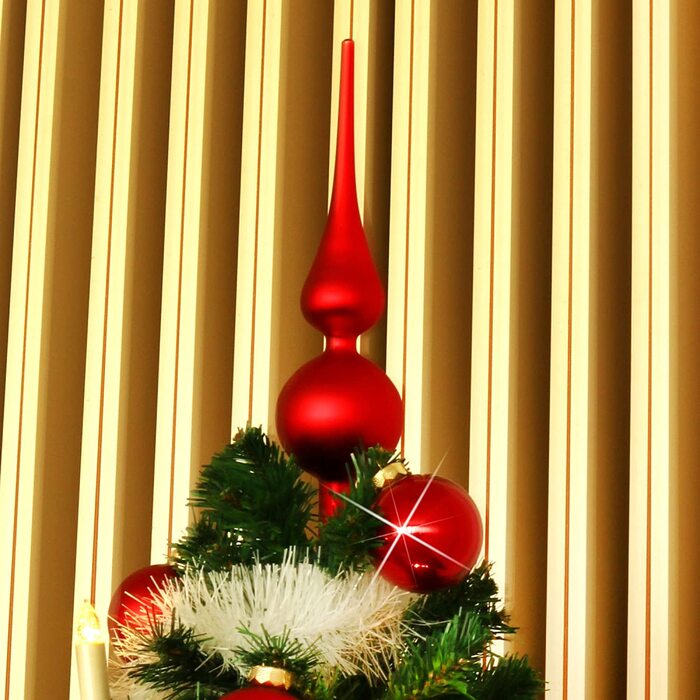 Мереживо для різдвяної ялинки com-four білого матового і сріблястого кольорів, мереживо для різдвяної ялинки з натурального скла, мереживо для різдвяної ялинки, 38 см (рубіново-червоне 28 см, 0 - матове)