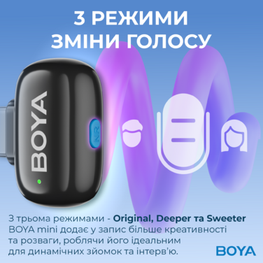 Бездротовий петличний мікрофон BOYA mini-23 Type-C Black