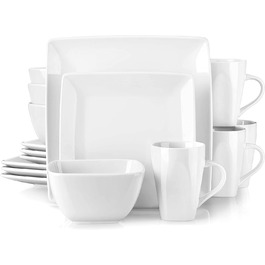 Серія SOHO, порцеляновий квадратний обідній сервіз кольору слонової кістки, 16 предметів, Кухонний посуд, сервірувальна тарілка, керамічний набір посуду