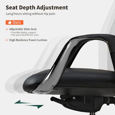 Крісло офісне EUREKA ERGONOMIC з шкіри, чорне: регульоване, ергономічне, для офісу та дому