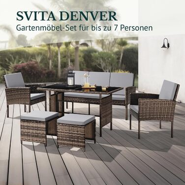 Садовий набір меблів SVITA Denver з поліротангу 4 предмети: 2 крісла, диван на 2 місця, стіл - коричневий