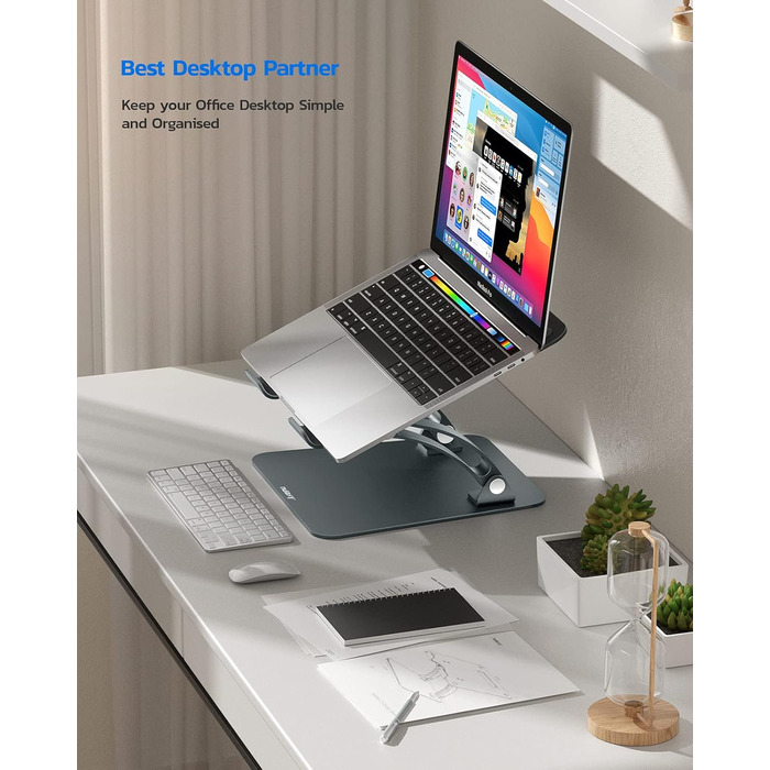 Підставка для ноутбука NULAXY, регульована висота, з вентиляцією, для MacBook, Dell, Samsung, Acer, Huawei - чорна (B-Gray)