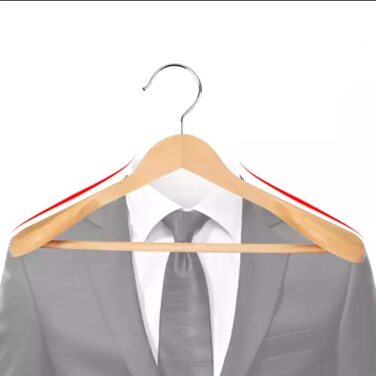 10 дерев'яних вішалок для костюмів – широкі плечі, неслизькі, 360° обертання – ідеально для сорочок, пальто, курток, штанів (горіх, преміум-якість)