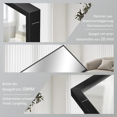 Дзеркало для ванної кімнати Spiegel Schwarz 40x60 см з металевим каркасом, прямокутне, для ванної, вітальні, спальні, гостьової кімнати